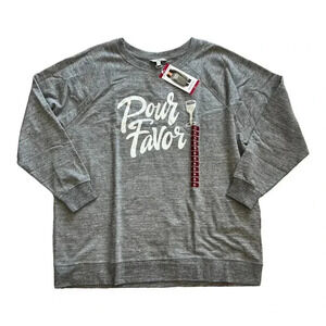 Wildfox Gray Pour Favor Statement Sweatshirt XL